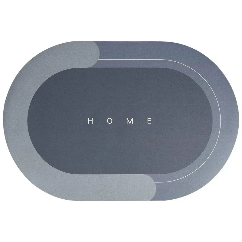 Oval Water Absorbent Bath Mat with Non-Slip Design