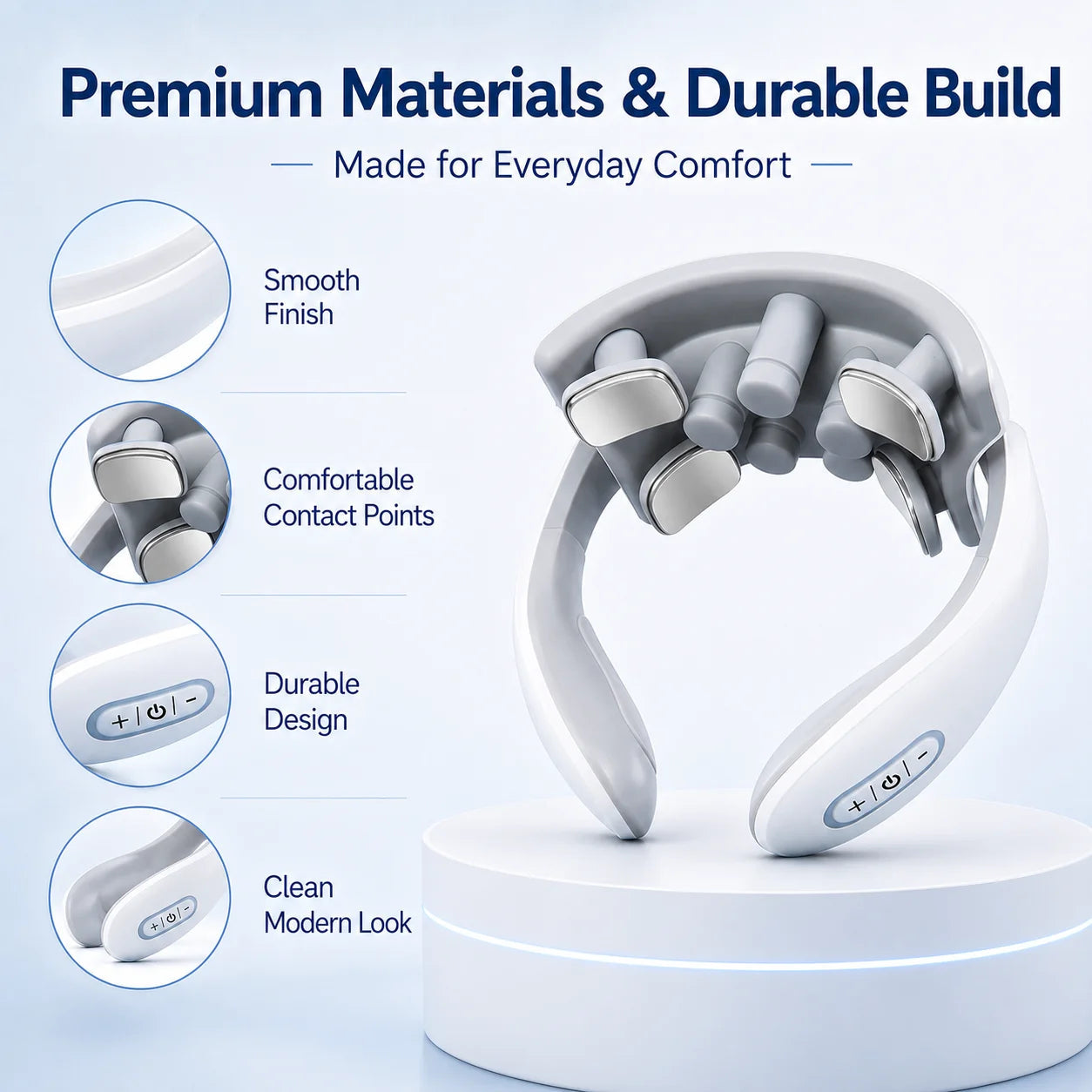 Neck Massager with 5 Settings, Soothing Heat, Comfortable Design for Home, Office & Travel