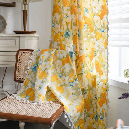 Golden Petals Elegant Semi-Blackout Curtain