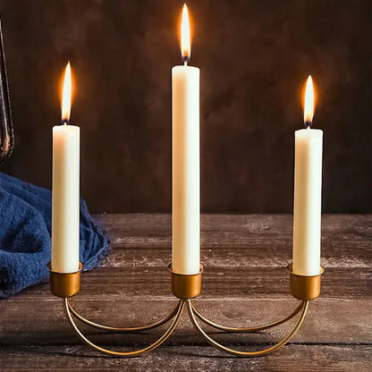 Elegant Gold Finish Iron Candle Stand for Three Candles