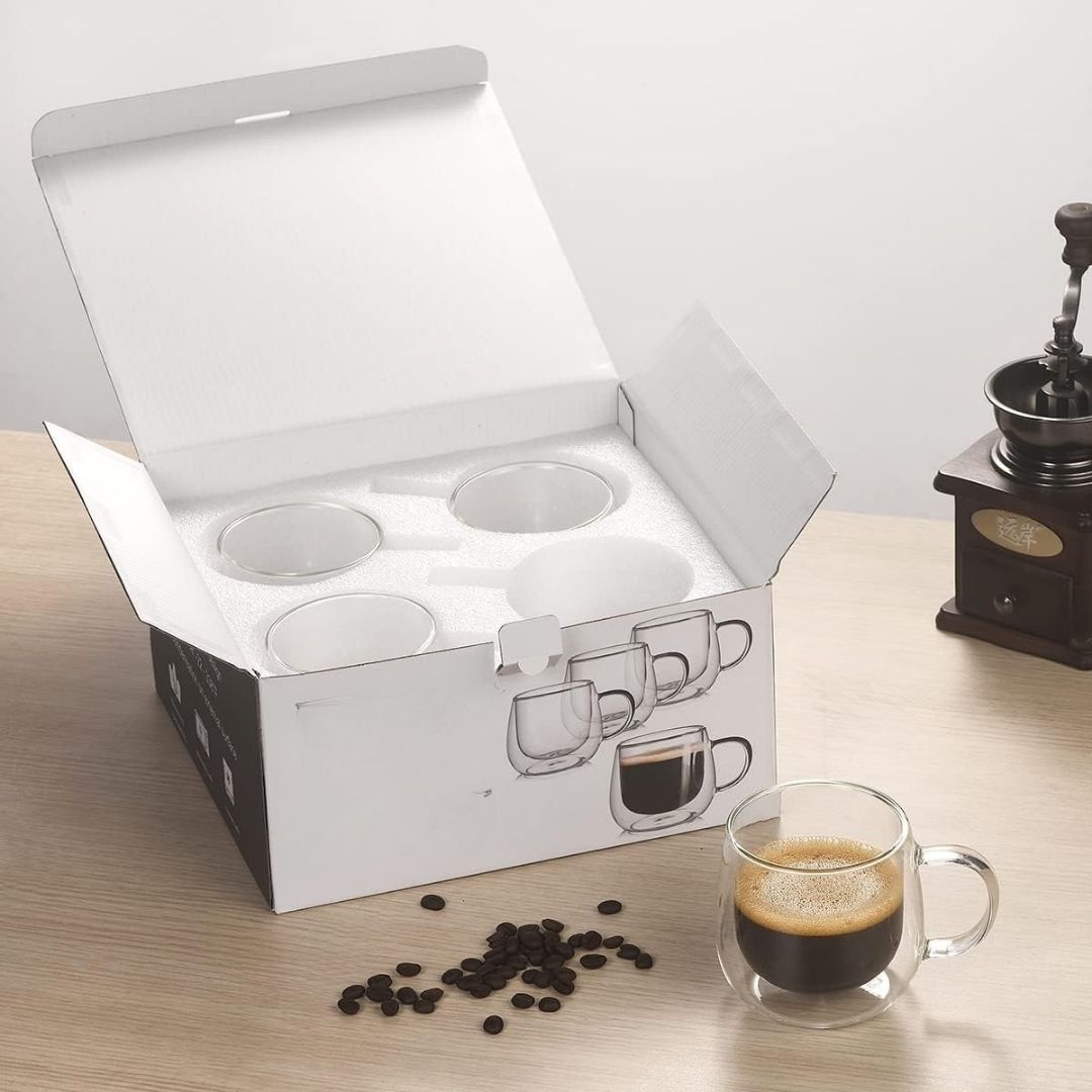 Insulated Coffee Mug Set – Double Wall Glass Design