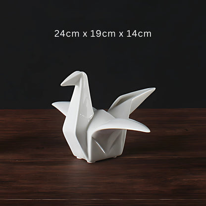 Elegant Origami-Style Ceramic Avian Sculpture