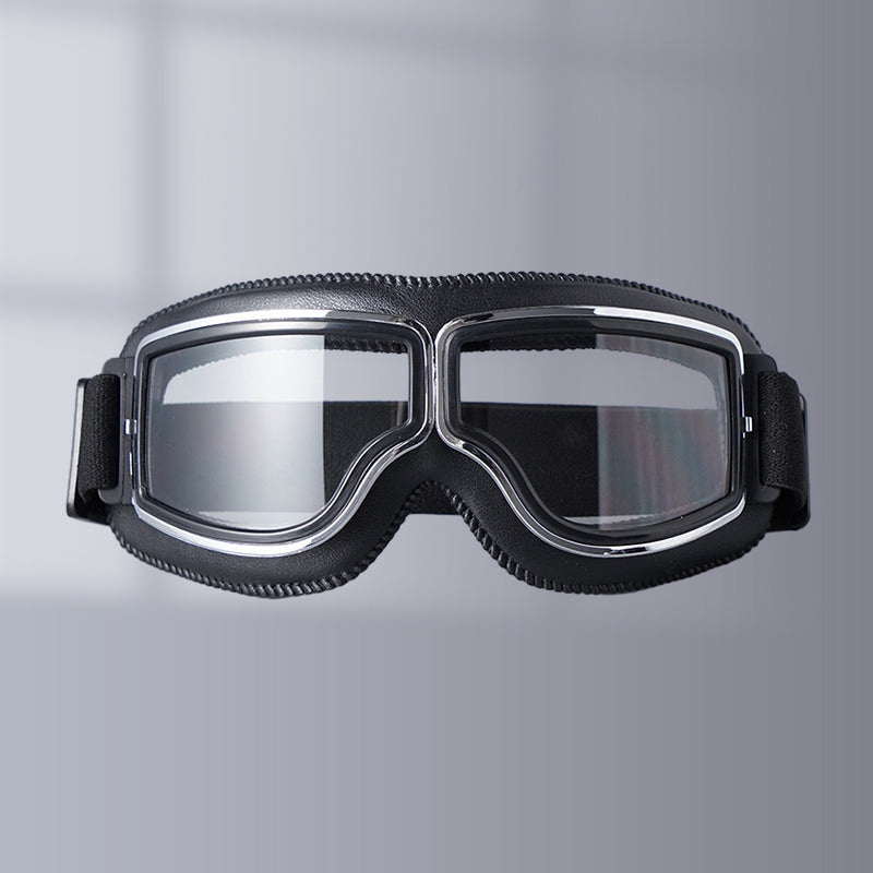 Vintage Motorcycle Goggles with Interchangeable Lenses and Padded Comfort