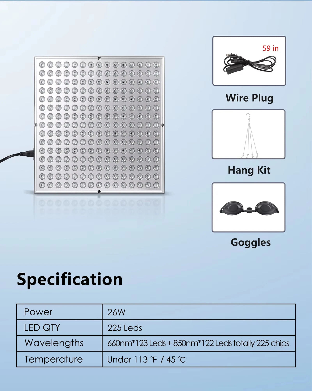 LED Light Therapy Device | 660nm 850nm Near Infrared Lamp for Skin & Body