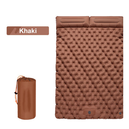 Self-Inflating Double Air Mattress for Camping with Built-in Pillows