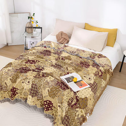 Elegant Paisley Cotton Blanket for Cozy Living Spaces