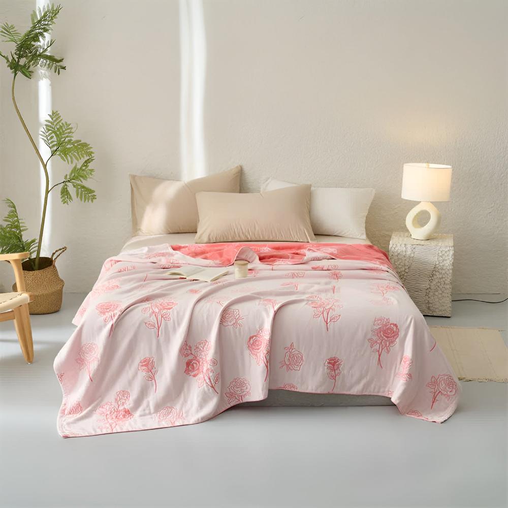 Breezy Blossom Organic Cotton Throw Blanket