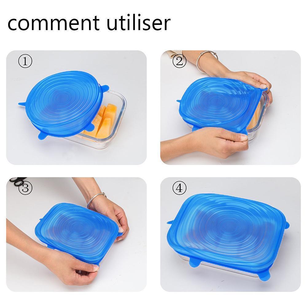 Set of 6 Stretchable Silicone Food Covers