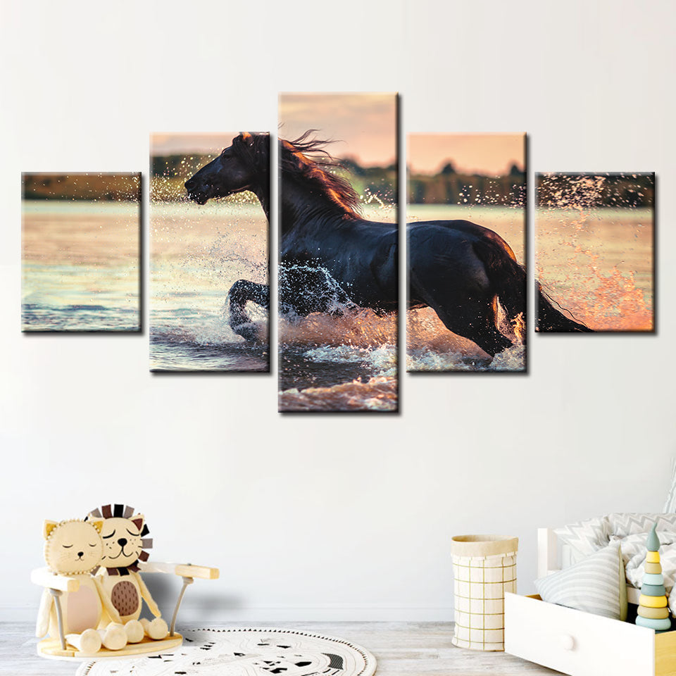 Majestic Equine Canvas Art Set - 5-Piece Wall Decor