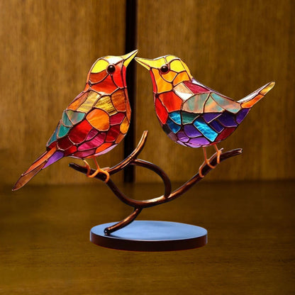 Double-Sided Multicolor Acrylic Ornaments with Birds on Branches