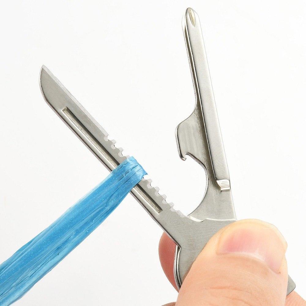 Compact 6-in-1 Keychain Multitool with Bottle Opener - Stainless Steel