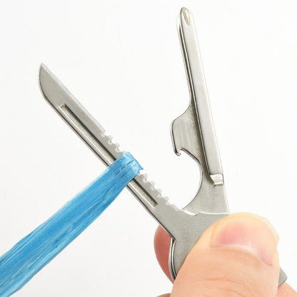 Compact 6-in-1 Keychain Multitool with Bottle Opener - Stainless Steel
