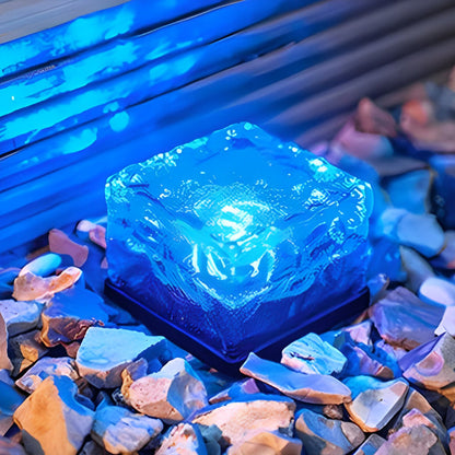 Modern Solar Outdoor Step Lights with Colourful Ice Cube Design - Set of 2