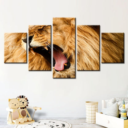 Majestic Lion's Roar - 5 Piece Canvas Art Set
