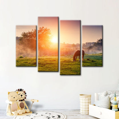 Majestic Equine Serenity - Four Panel Canvas Art