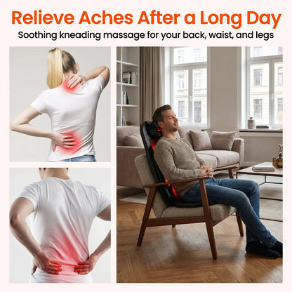 Vibrating Back Cushion with Heat – Full-Body Massager for Chair, Neck, Waist, Hips