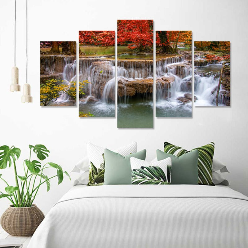 Stunning 5-Piece Waterfall Canvas Artwork for Home Décor