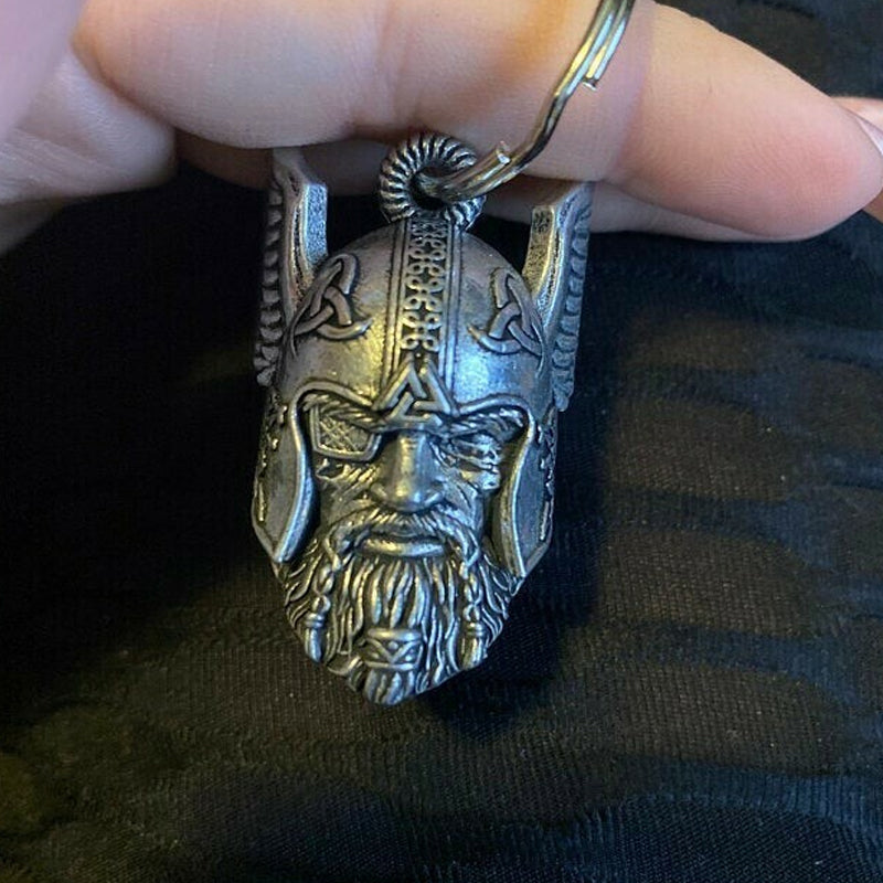 Keychain with Ride Bell - Viking God Guardian Design