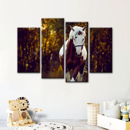 Serene Equine Elegance - 4 Piece Canvas Wall Art