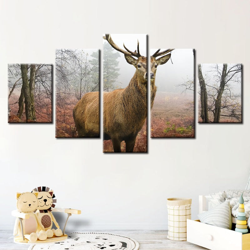 Serene Autumn Deer - 5 Piece Canvas Art Set