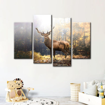 Serene Forest Majesty: 4-Piece Canvas Wall Art Set