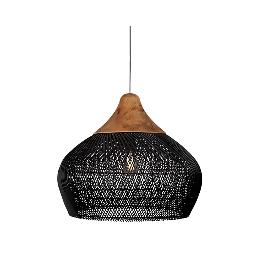 Handwoven Rattan Pendant Light – Bohemian Ceiling Fixture for Natural Style