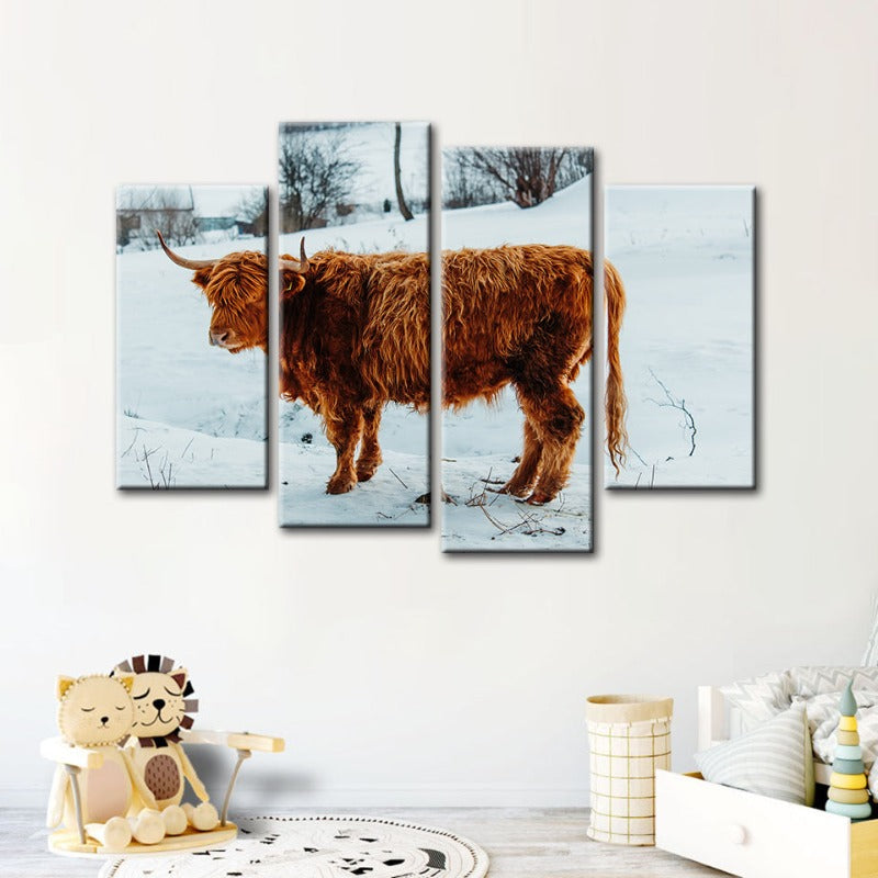 Charming Cow Canvas Art Set - 4 Piece Wall Decor