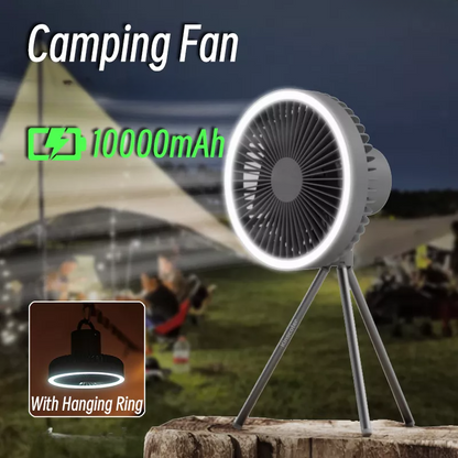 Rechargeable Portable Fan with LED Light and Integrated Power Bank