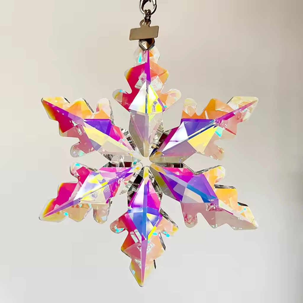 Radiant Snowflake Crystal Charm | Dazzling Light Catcher for Holiday Decor