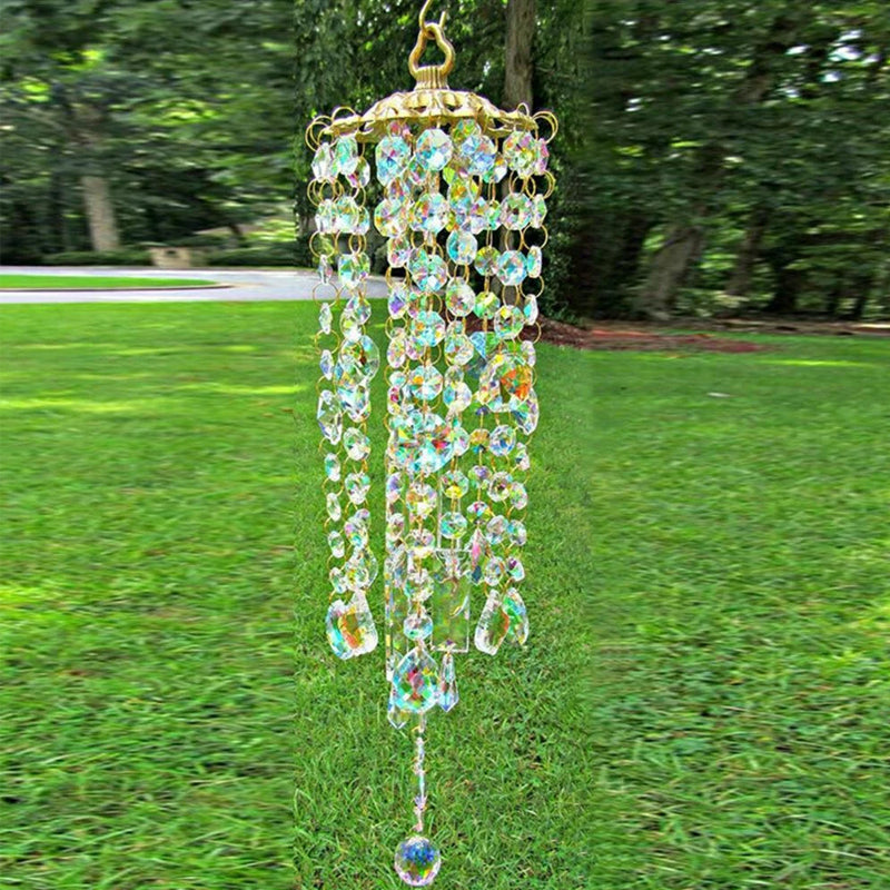 Crystal Glass Wind Chime in Aurora Design