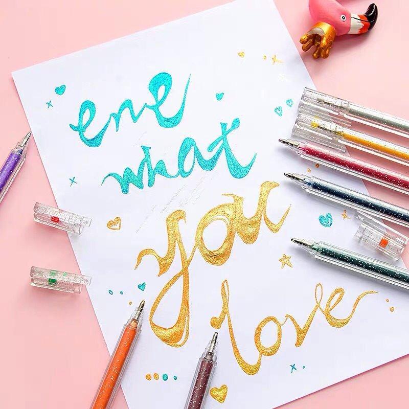 18-Color Gel Pen Set – Glitter and Metallic Effects for Creative Use