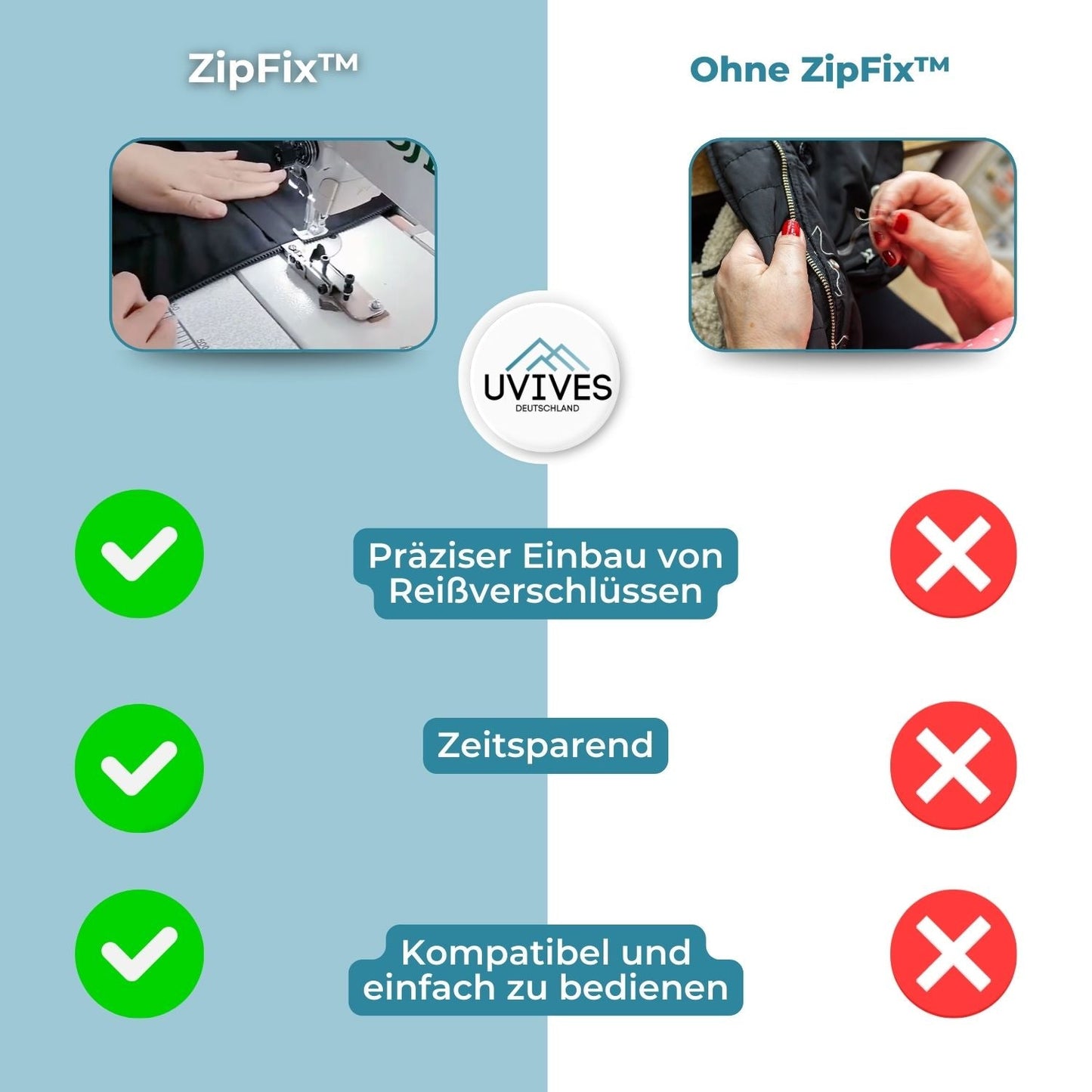 Zipper Foot for Stitch Line Positioning