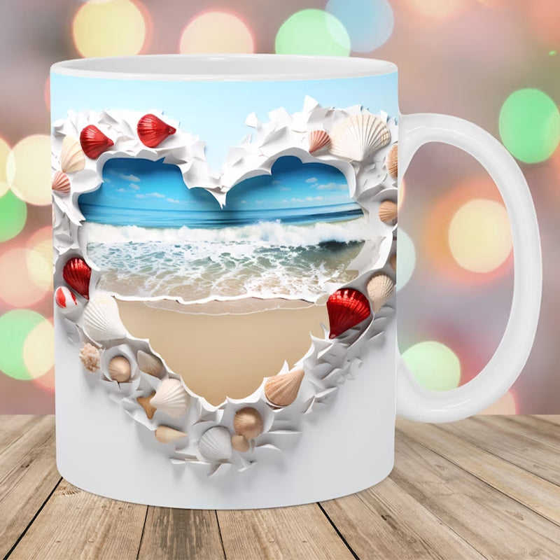 Coastal Serenity 3D Ceramic Coffee Mug