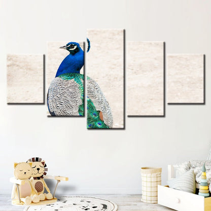 5-Piece Canvas Art Set: Regal Peacock Elegance