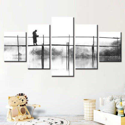 Tranquil Waterscape - 5 Panel Canvas Artwork