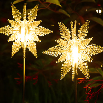 Set of 2 Solar Powered Waterproof LED Lawn Lights - Snowflake Design