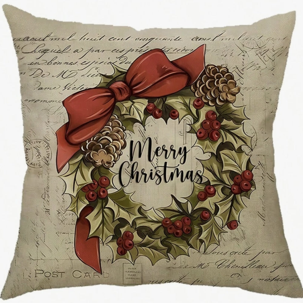 Festive Farmhouse Cushion Cover for a Cozy Holiday Vibe