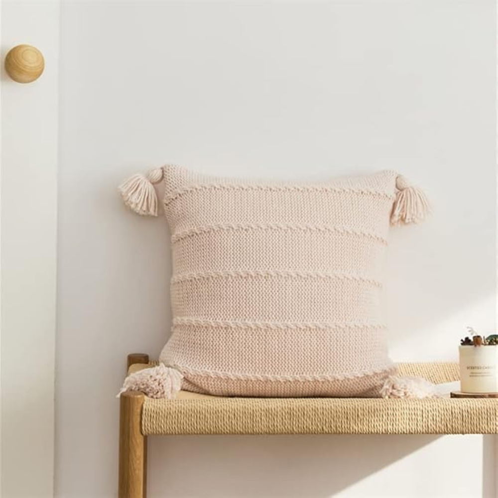 Cozy Nordic Knit Tassel Throw Pillow