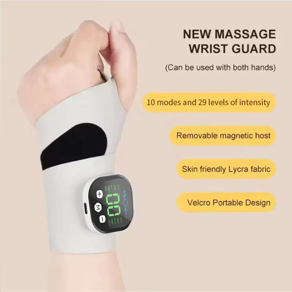 Cordless EMS Wrist Brace with Vibration – 10 Massage Settings & USB Rechargeable