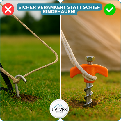 Secure Tent Anchoring in Seconds | 2+2 FREE Drill Pegs