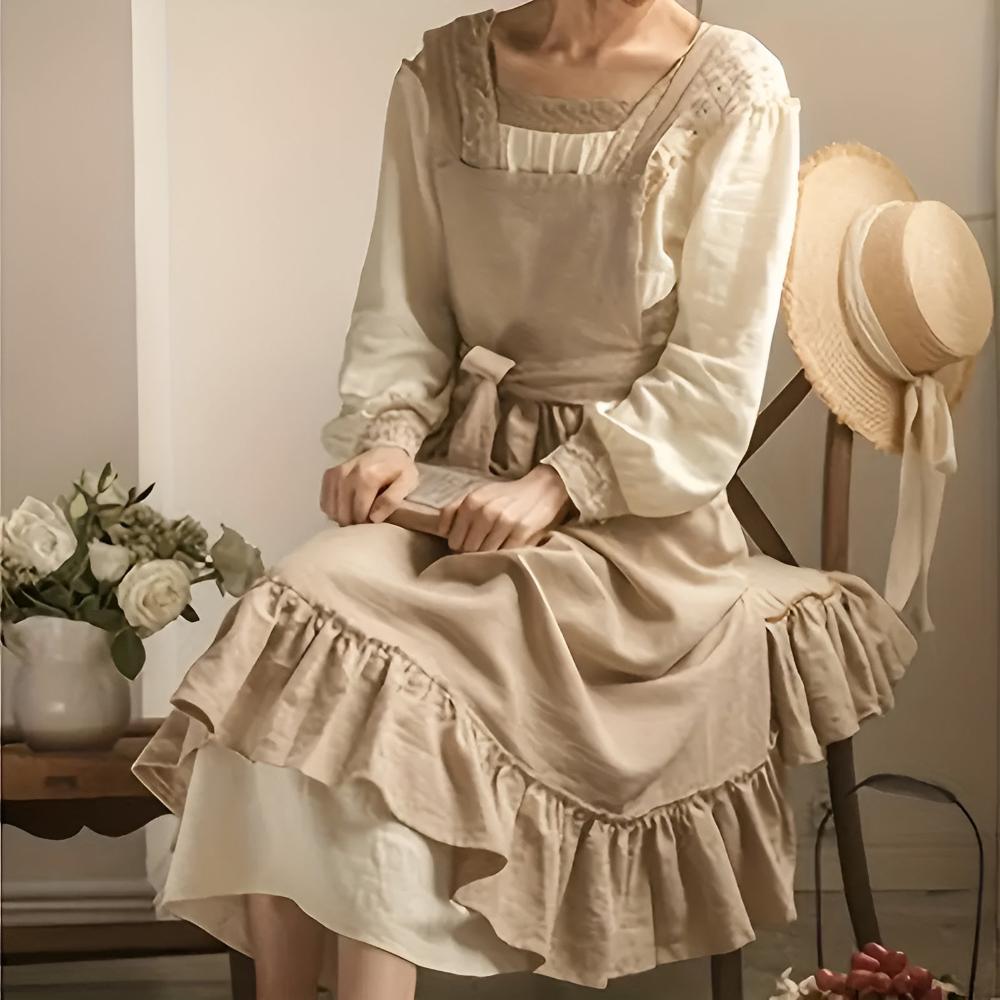 Chic Tiered Linen Kitchen Apron