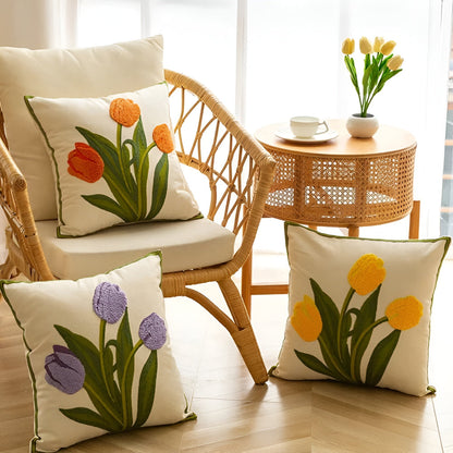 Charming Floral Cotton Throw Pillow Cover