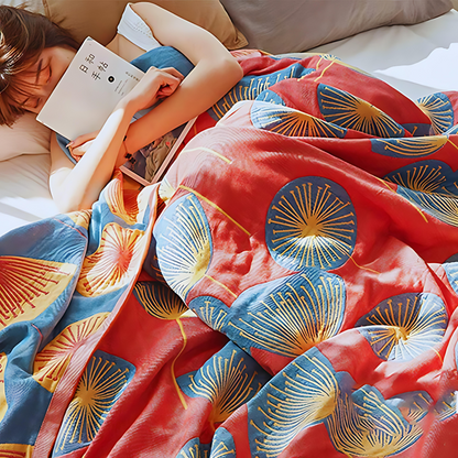 Versatile Cotton Blanket with Elegant Floral Design