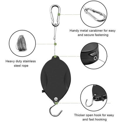 Adjustable Hanging Plant Hook with Pulley System