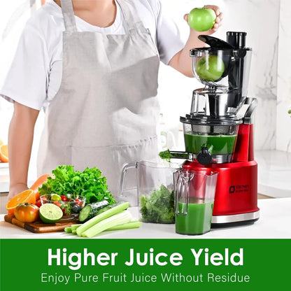 Masticating Juicer with 3.27" Wide Chute – BPA-Free, Low Noise, High Yield