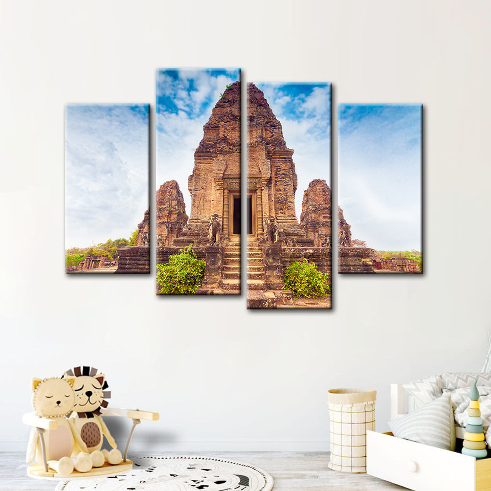 4-Piece Canvas Wall Art Set - Ancient Temple Design