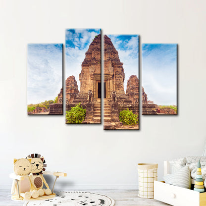 4-Piece Canvas Wall Art Set - Ancient Temple Design
