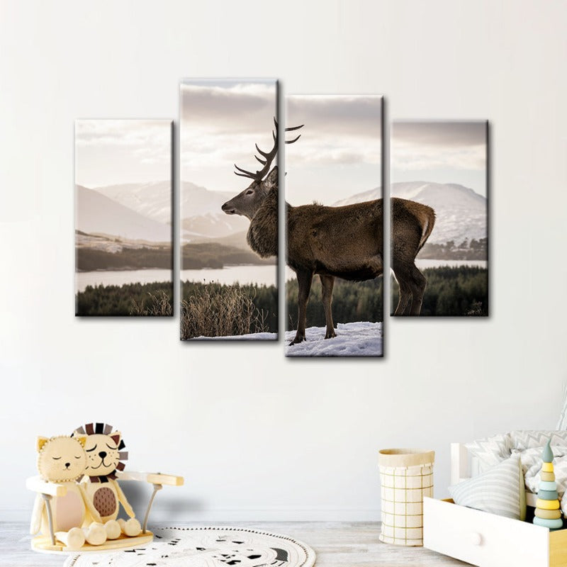 Tranquil Winter Stag - 4 Piece Canvas Art Set