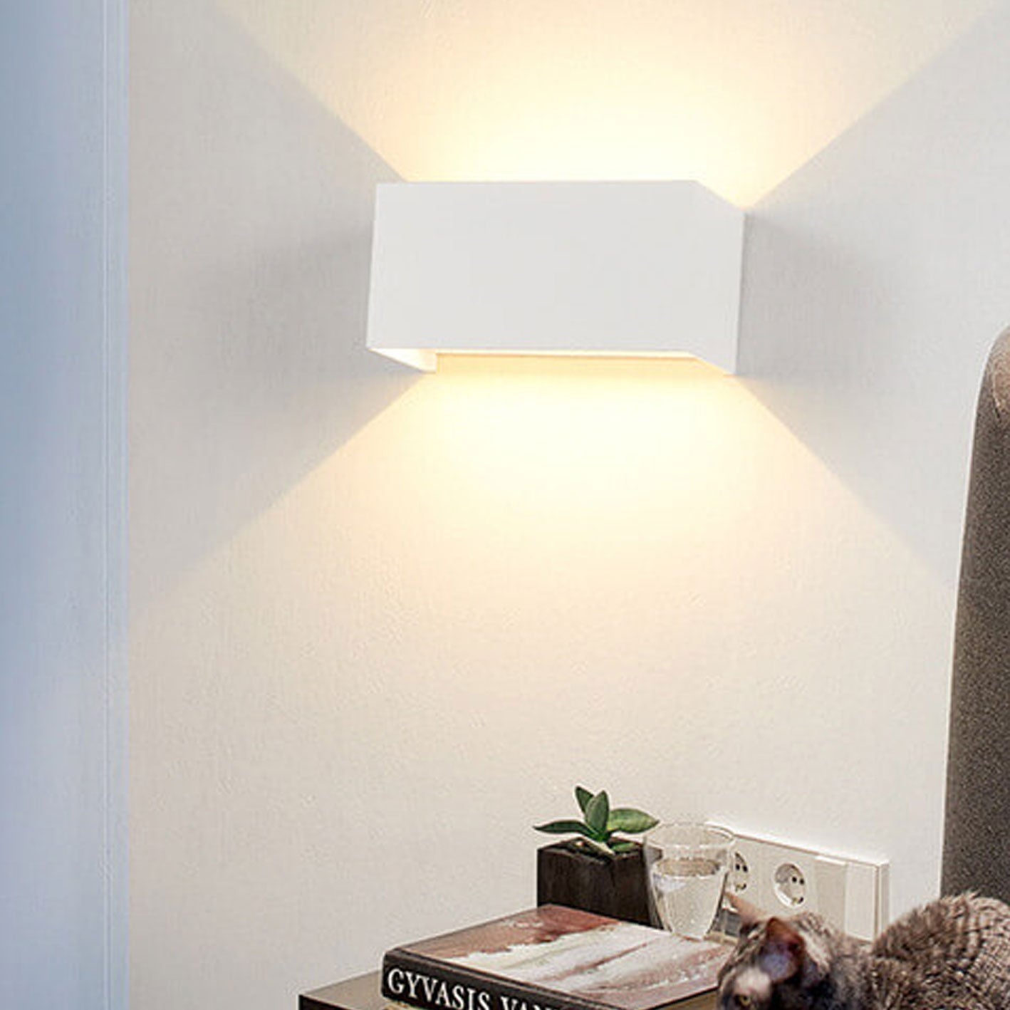 Contemporary Rectangular Waterproof LED Wall Light for Outdoor Use with Dual Light