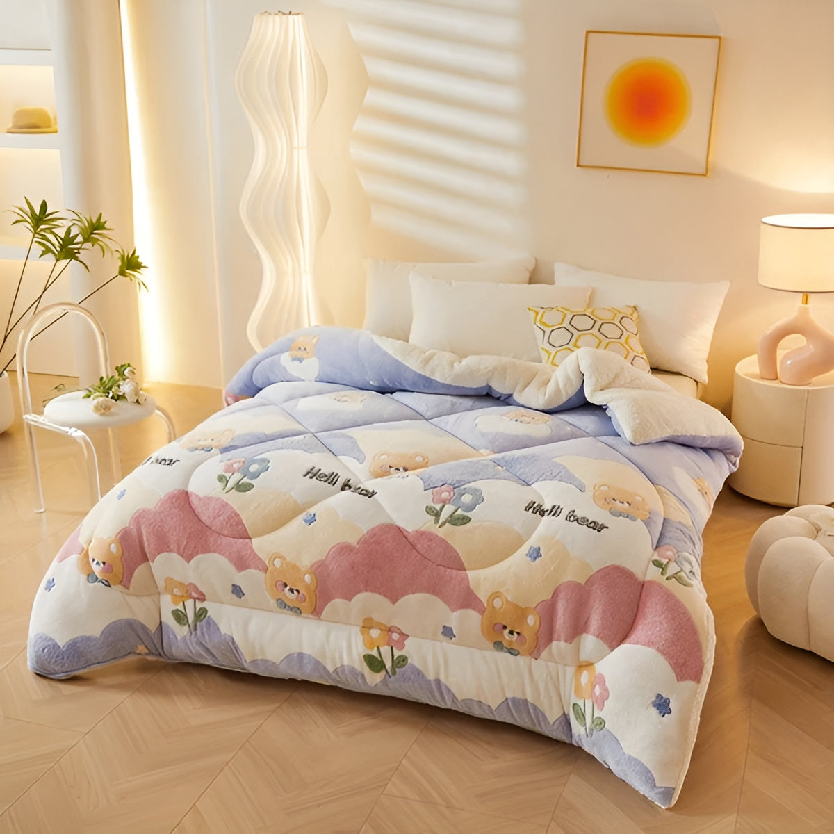 Floral Design Flannel Bed Blanket | Soft, Cozy, Skin-Friendly & Easy Care